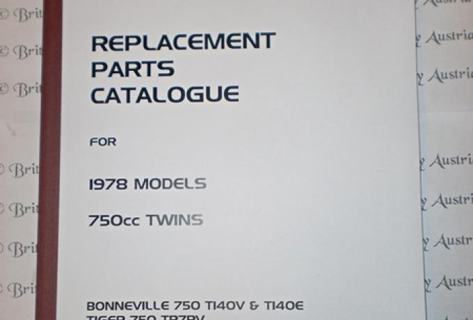 Triumph T140V,TR7RV Parts Book 1978
