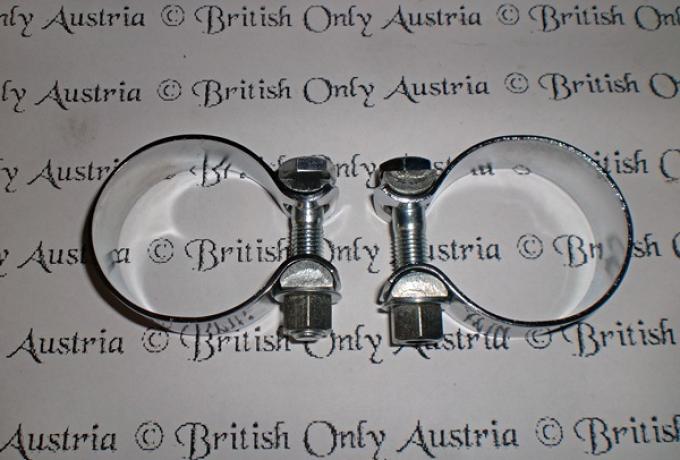 Triumph T120, TR6, Auspuffschelle 1 3/4"- 44mm, komplett - 1967 / Paar