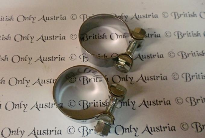 Triumph T120, TR6, Auspuffschelle 1 3/4"- 44mm, komplett - 1967 / Paar