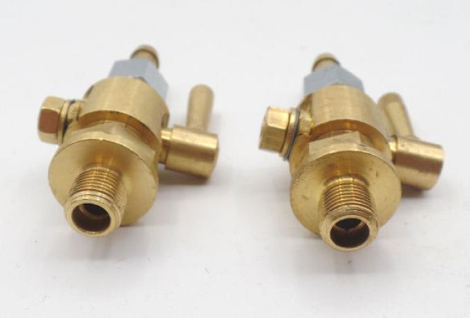 AJS/Matchless Competition Petrol Taps 1/8" x 7/16" with Spigots 7/16" /Pair