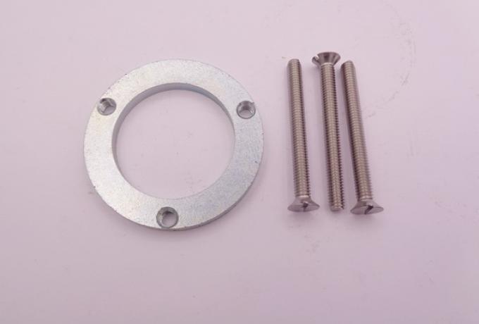 Plate, Threaded, cover Tube with screws. Ajs Matchless