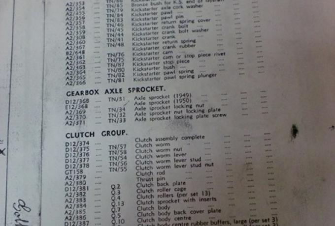 Norton Spare Parts List 1949-50 Model 7, Dominator Twin, Copy