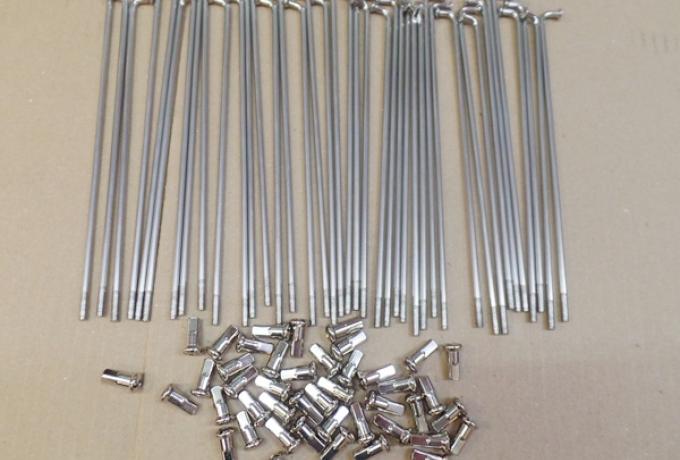 Norton Commando 1972-77 Speichen Niro Nippel Messing vernickelt Vorne 19" Set