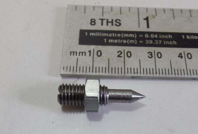 Screw, needle adj. inlet valve oil feed, with nut. Ajs/Matchless.