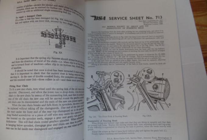 BSA C10L 250 SV Service Sheet / Instruction Book