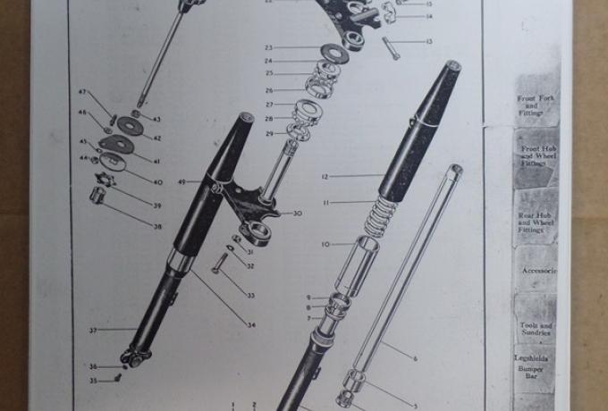 BSA Spare Parts Book Copy A Model A7/A10 500cc and 650cc 1949-53