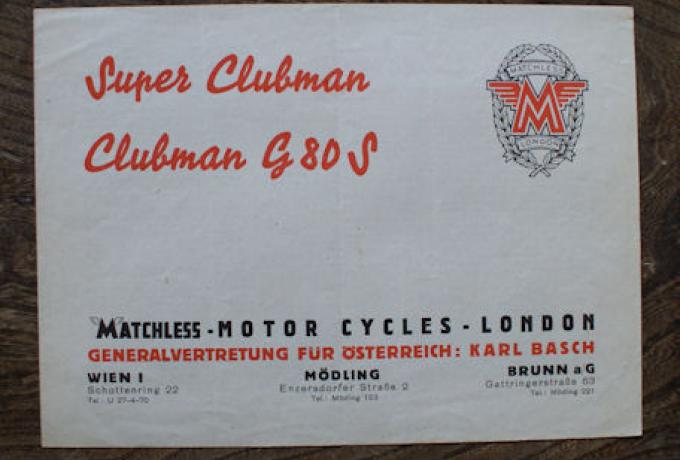 Matchless Super Clubman, Clubman G80S, Brochure