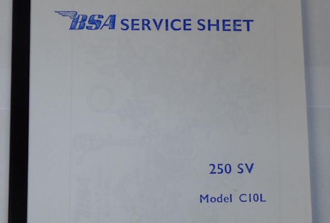 BSA C10L 250 SV Service Sheet / Instruction Book