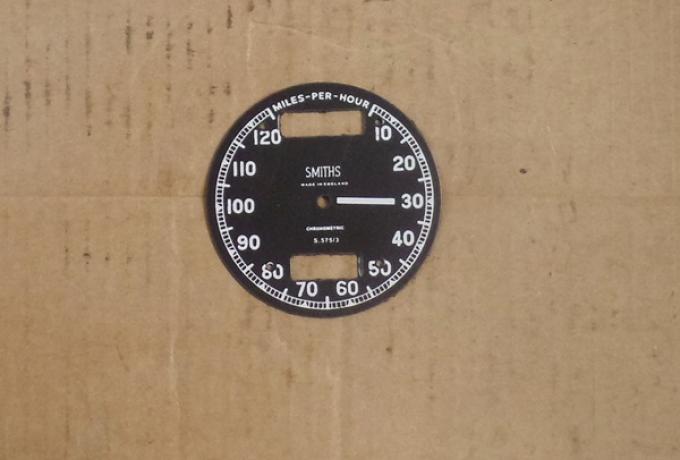 Tachometer Ziffernblatt Plastik Smiths 10-120 mpH
