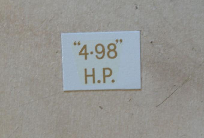 BSA "4.98" H.P. Transfer for rear Number Plate 1934-36
