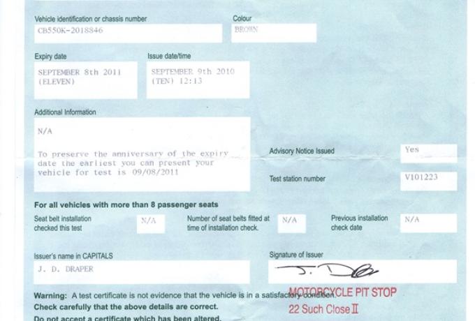 Honda CB550cc. K3 1977. X Henry Cole  UK TV