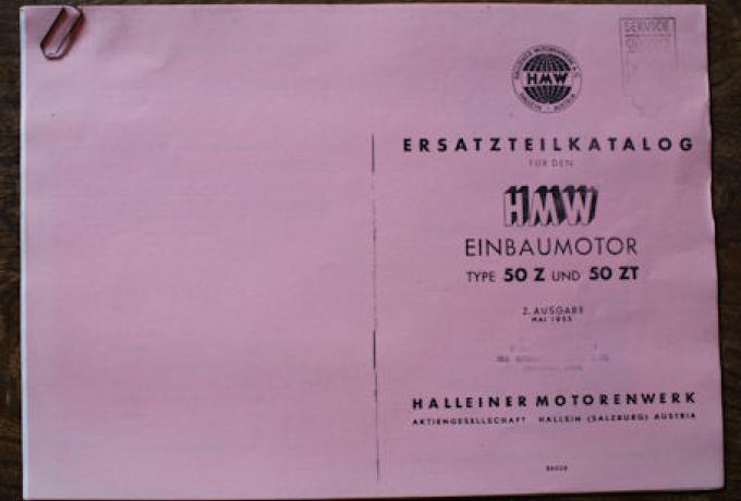 Ersatzteilkatalog für den HMW Einbaumotor Type 50Z und 50ZT 1955, Parts List