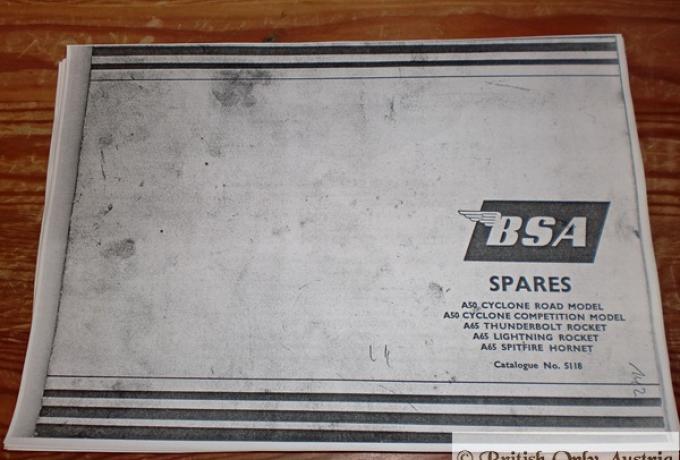 BSA Spares Book, Kopie Teilebuch -A50 Cyclone Road Model