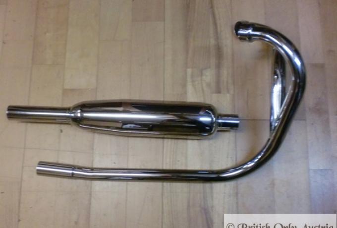 Triumph Siamese Auspuffrohre/Auspuffkrümmer und Auspufftopf TR6/T120, Unit 650ccm /Set