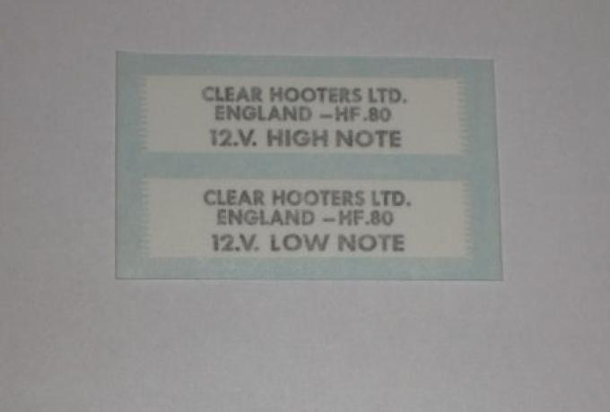 Triumph Daytona Clear Hooters Ltd H & L Note Sticker for Horn 1970's