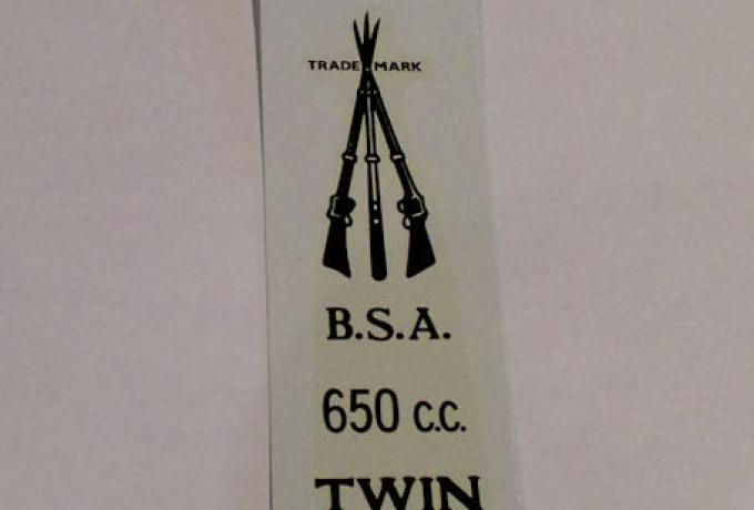 BSA 650cc Twin Abziehbild für Nummertafel hinten ab 1946
