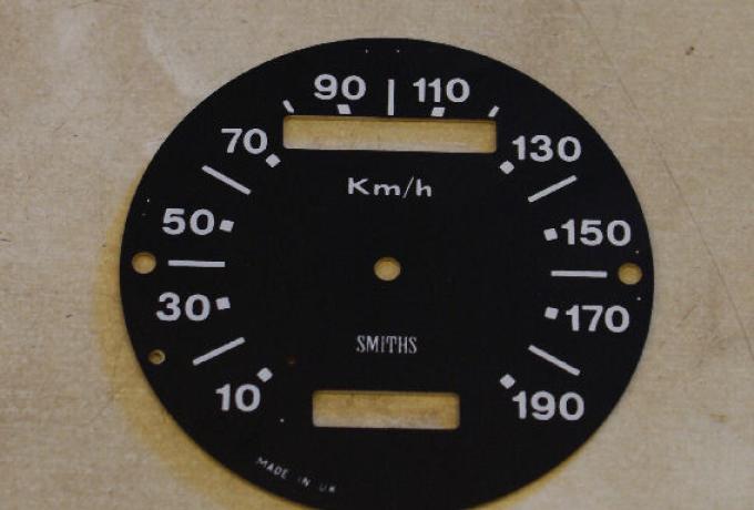 Tachometer Ziffernblatt Plastik Smiths 10-190 km/h
