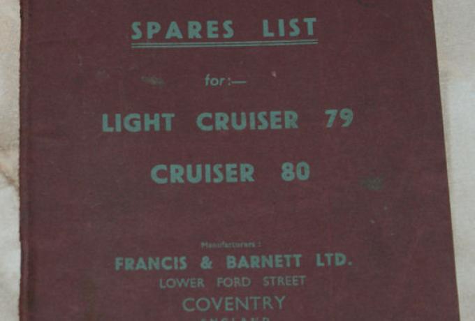 Francis Barnett Spares list for Light Cruisader 79, Cruiser 80 parts book