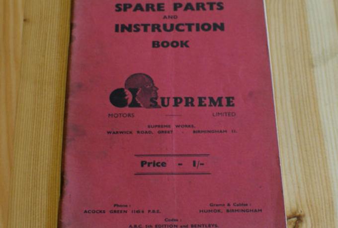 OK Supreme Spare Parts and Instruction Book, Teilebuch, Handbuch