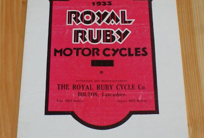 Royal Ruby Motor Cycles 1933, Brochure