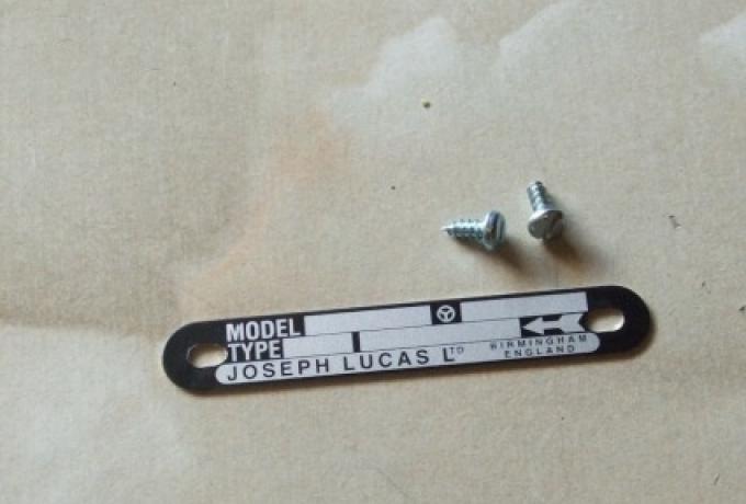 Name Tag/ 2 Screw Magdyno K1F/K2F.M01.Mo2.