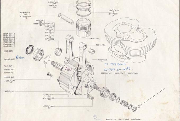 BSA Kurbelwellenmutter A10.LHT. 9/16" 20TPI 19mm scocket. 7/32" Thick
