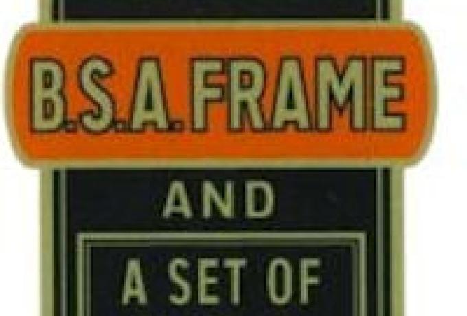 BSA Sticker for Frame "Built with BSA Fittings"