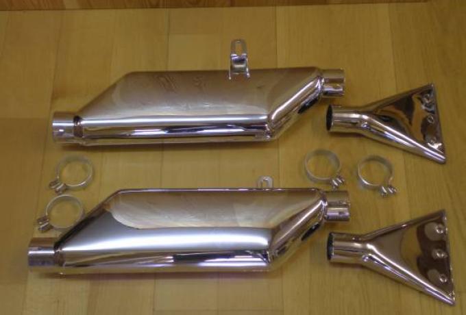 Ariel Mod. F Auspufftopf Set Chrom  1 7/8"