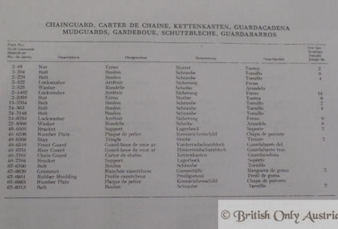 BSA C15 Parts Book 250cc OHV / Photocopy