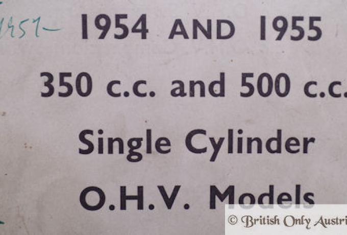 BSA 350/500cc Single Cylinder OHV Parts Book 1954-55, Copy