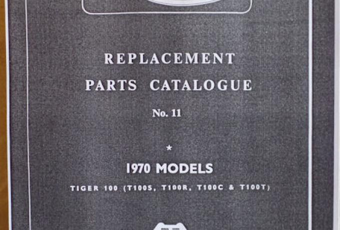 Triumph Replacement Parts Catalogue No. 11 1970 Photocopy
