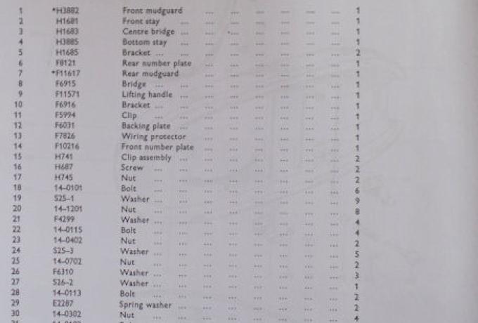 Triumph Replacement Parts Catalogue No. 11 1970 Photocopy