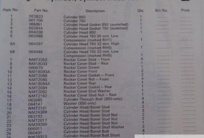 Norton 850 commando - parts list 
