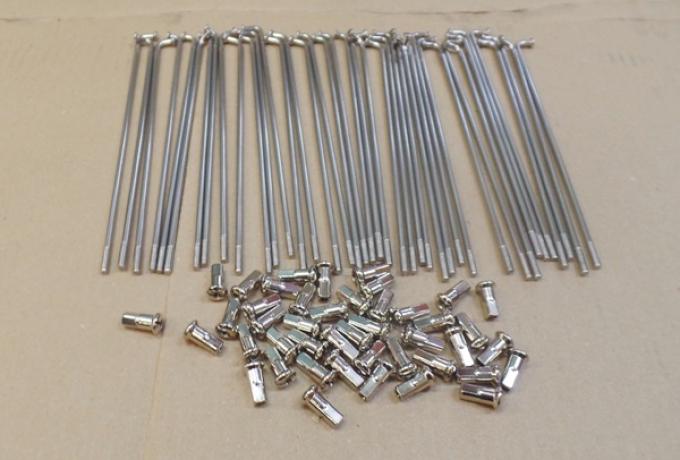 Norton Commando 1972-77 Speichen Niro Nippel Messing vernickelt Vorne 19" Set