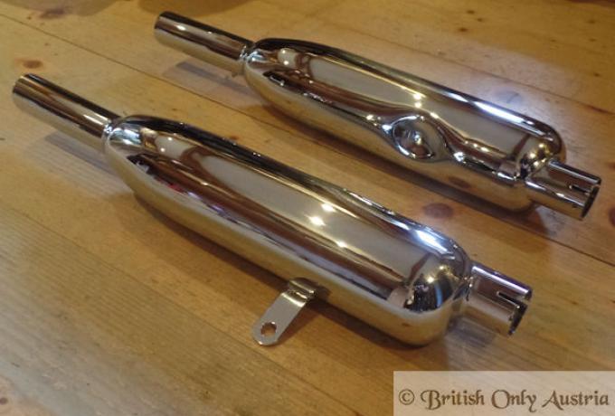 Triumph T90, T100R, T100S, 3TA, T21, 5TA, T100SS, Auspufftöpfe 1 3/8" Paar