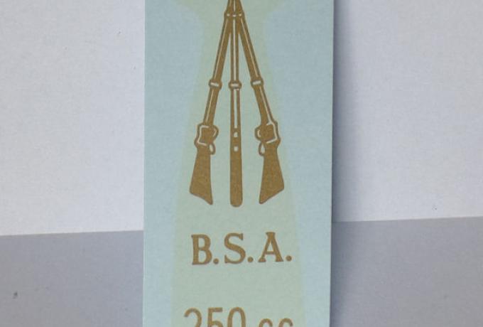 BSA Transfer for Rear Number Plate Bracket 250cc 1946-