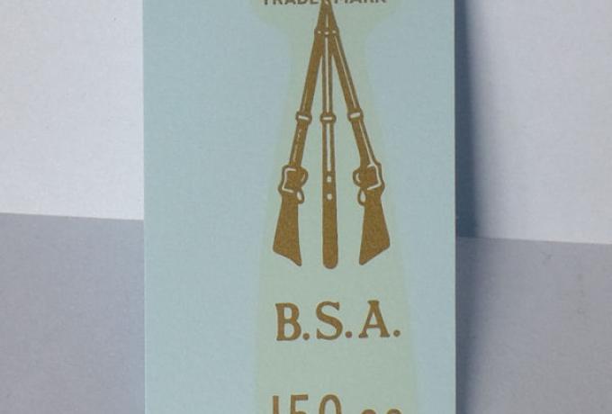 BSA Abziehbild für Hintere Nummertafelhalterung 150cc ab 1946