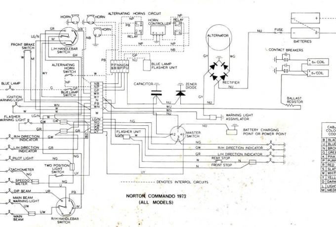 Wiring Diagram Norton Commando all Mod. 1973