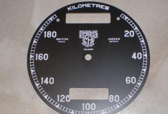 Tachometer Ziffernblatt Plastik Smiths Jaeger Patent 20-180 km/h
