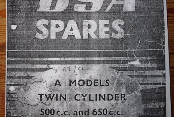 BSA Spare Parts Book Copy A Model A7/A10 500cc and 650cc 1949-53