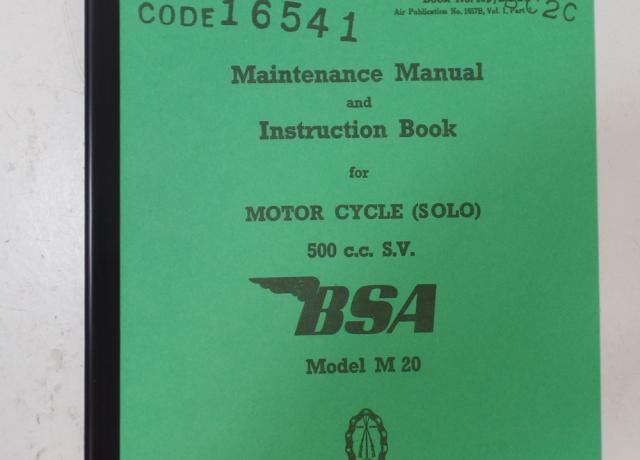 BSA 500 S.V. M20 Maintenance and Instruction Book