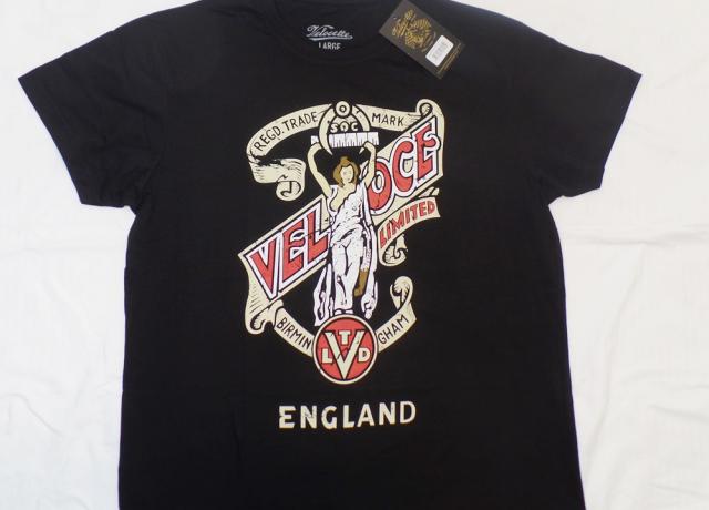 Velocette T-Shirt Distressed Angel Black. L