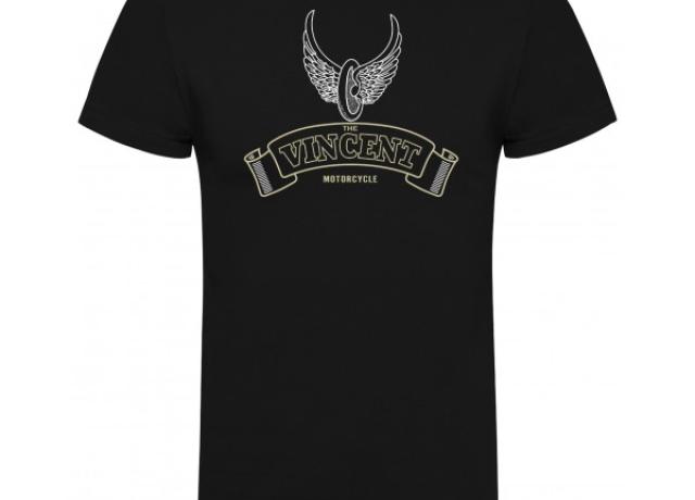 Vincent Winged Wheel T-Shirt Black - Medium