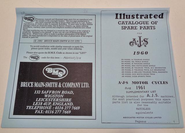 Illustrated Catalogue of Spare Parts for AJS 1960