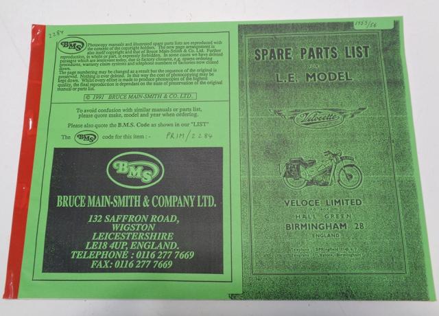 Spare Parts List for L.E. Model Velocette