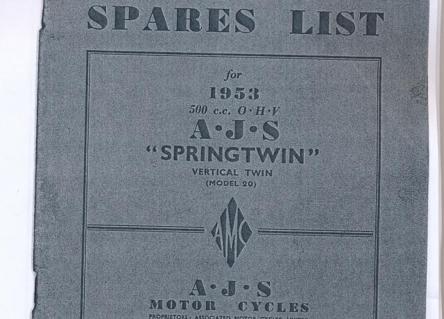 AJS 500 cc OHV Teilebuch Springtwin Mod. 20 1953/Kopie
