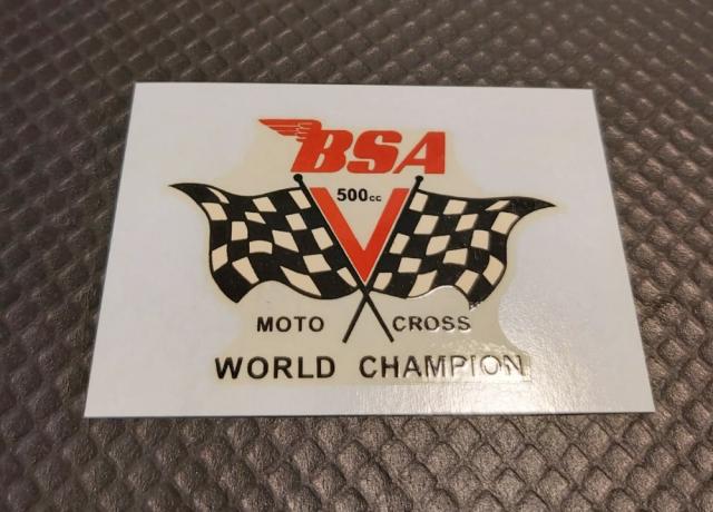 BSA 500cc Moto Cross World Champion. Tank Top Sticker 1970