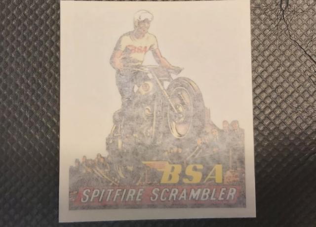 BSA Spitfire Scrambler + Crowd. Tank Top Sticker. 1957/63.