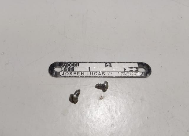 Name Tag/ 2 Screw Magdyno, K1F/K2F.MO1.MO2