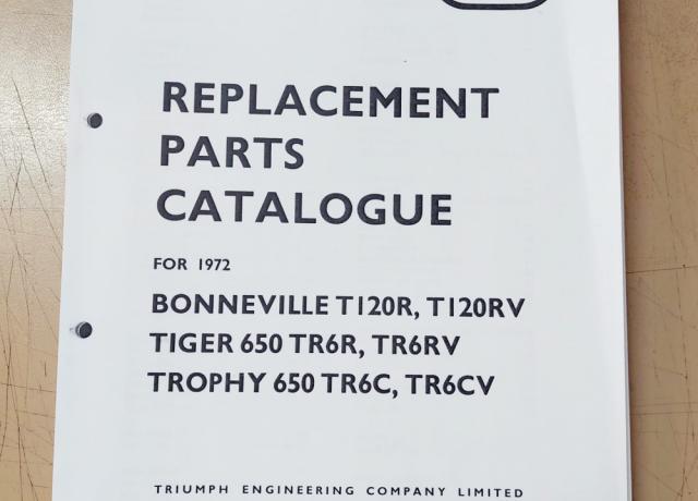 Triumph Replacement Parts Catalogue. 1972. Copy